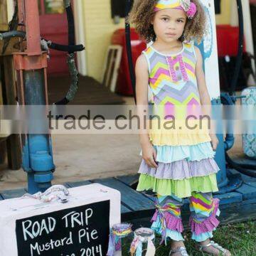 hot sale summer fashion ruffle 2pcs beautiful baby clothes for wholesale
