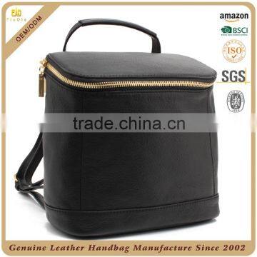 CSS1663-001 Good quality cow leather high school backpack bag Black traveling zipper bag Alibaba china multi-purpose backpack