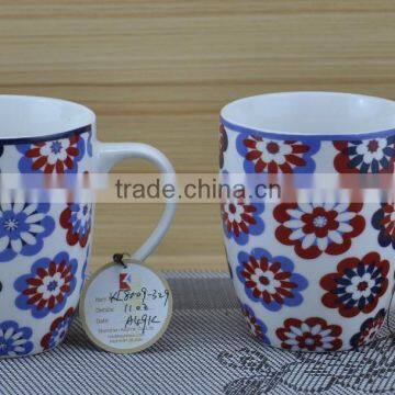 11OZ enamel flower design full decal print coffee cups, shiny surface new bone china mug, KL8009-329A