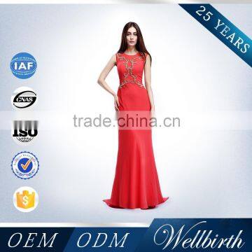 OEM red one piece beadeds amples of chiffon dress cocktail