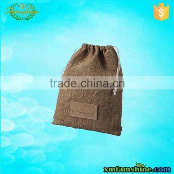 Top quality natural mini cotton linen drawstring bag