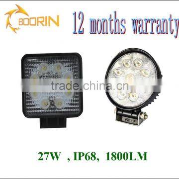 12 months warranty circle type 27w led work lights for truck