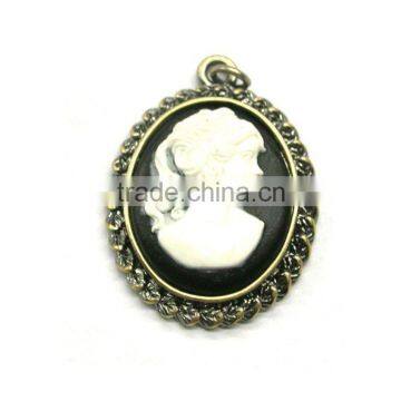 epoxy resin oval cameo pendant,wholesale beauty head cameo necklace pendants, OEM&ODM service factory