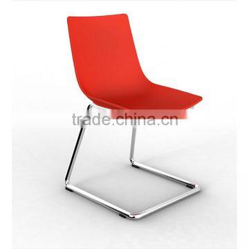 Simple Design Red Plastic Chair Sled Base Armless Conference Chair