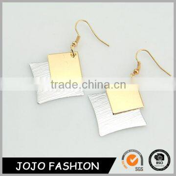 Rhombus design stainless steel metal earrings gold and silver charm hoop earring                        
                                                                                Supplier's Choice