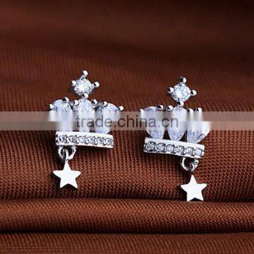 925 Sterling Silver Tiny Crown Stud Earrings Women Children