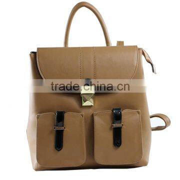 Women school leather backpack