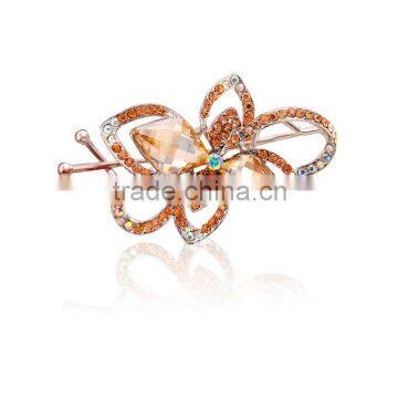 Women Fashion Chic Clear Crystal Inlaid Clover Hairpin Hair Clip Hot Clip