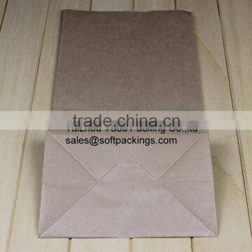 high quality machine made reusable paper bag, printed kraft paper bag without handle, natural kraft paper flat bottom bag