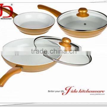 5PCS FORGED ALUMINUM CERAMIC COATING FRY PAN SET WIH INDUCTION BOTTOM WITH SOFT TOUCH HANDLE WITH LID