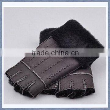 Promote Cheap Half Finger Fur Gloves, Half Finger Wool lined Fur Gloves