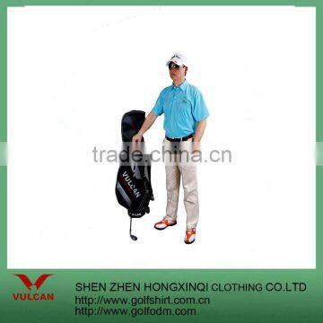 men's short sleeve solid color blue cotton/polyester golf shirt