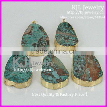 KJL-A0138 Natural Ocean Stone Quartz Druzy Pendant,Green Color Big Drusy Agate Gem Connector Charm,Necklace Pendant