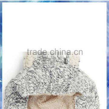 Bunny Ears Chunky Knit Winter Hood Scarf With Fluffy Lining for Girls photo-2