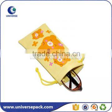 Best quality Eco-friendly orange pu drawstring pouch for eyeglasses