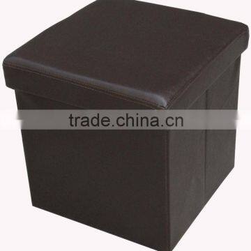 stronger!! Black PVC Leather folding storage stool with button