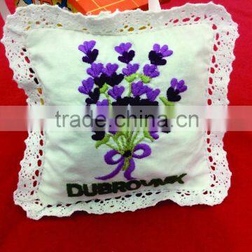 Embroidery square fragrant bags high quality 100% cotton