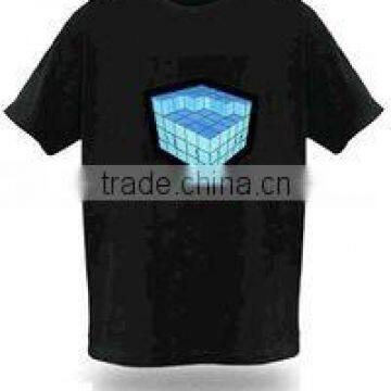 Music Activated Flashing EL TShirt/ el sound sensor t-shirt