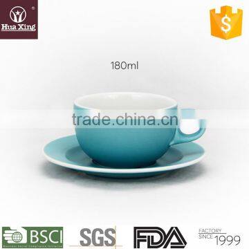 H4891 cyan corundum porcelain ceramic cappuccino cup and saucer