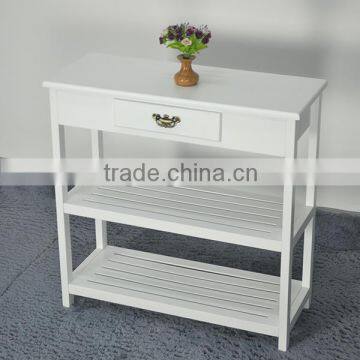 White Modern Home Furniture Wood 1 Drawer 2 Shelves Shoe Rack photo-2