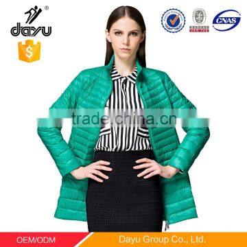 cheap fashion green color ladies down jacket wholesale show thin women winter clothes