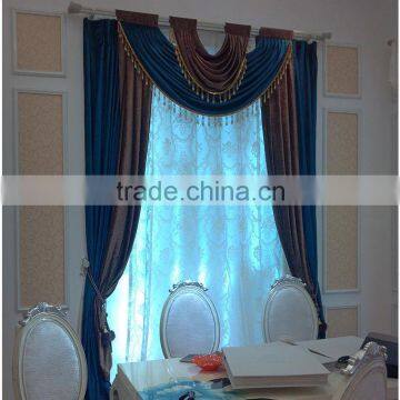 Cheap Ready Made Stripe Chenille Curtain Pattern for USA Cafe Salon Drape