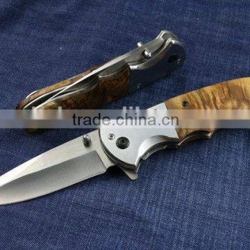 OEM Promotional stainless steel folding Pocket knife With Wooden Handle