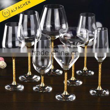 Gold Foil Contained Red Wine Glass Cup Crystal Bowl Handmade Goblet