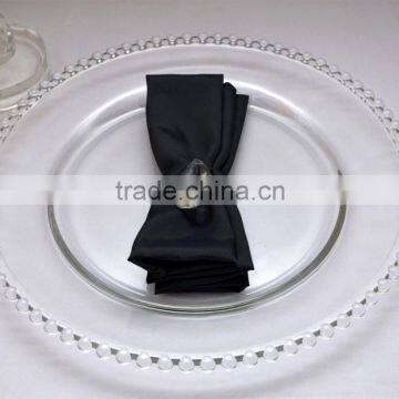 Wholesale Cheap China Wedding and Events White Beaded Clear Glass Decoration Charger Plate