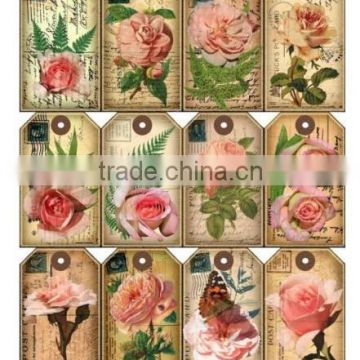 POSTCARD ROSE - FLOWER VINTAGE SCRAPBOOK LABELS PAPER CRAFT TAGS 2''*2.5