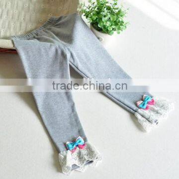 Wholesale Little Princess Flower Lace Leggings Custom High Quality Thin Cotton Baby Trousers photo-2