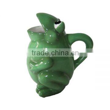 Cute Frog Green Custom Glazed Ceramic Pitcher
