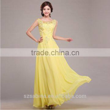 Beautiful top quality lace appliqued long evening dress for women different color