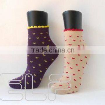 Cotton Heart Print Women Colorful Socks