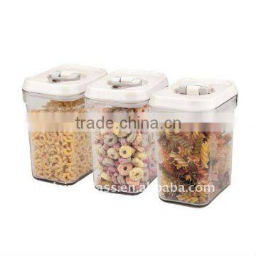 SINOGLASS 3 Pcs Cubi Plastic Lid Lock Airtight Storage canister Jar Set