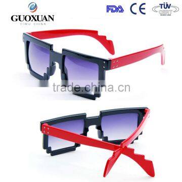 Flat lens hot kids pixel glasses 2015 toy glasses