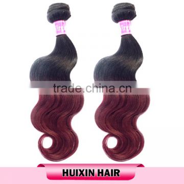 2016 High feedback top peruvian hair ombre braiding hair, #1b-red human hair extension