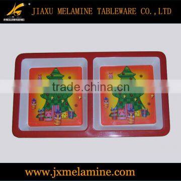 12" 2-sections melamine tray (christmas design)