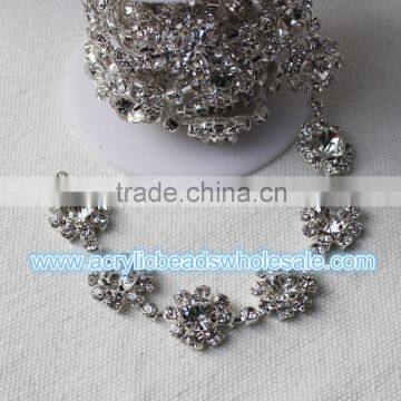 5 Yards/Lot High Quality 10MM Clear Crystal Rhinestone Bridal Trim Chains