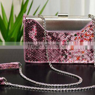 #680 beautiful snake leather handbag clutch evening bag with chain strap clutch purse crossbody bag