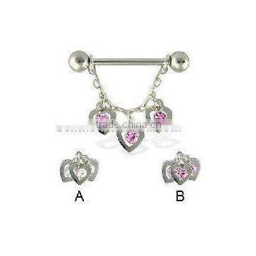 316L diamond heart nipple shield body piercing jewelry