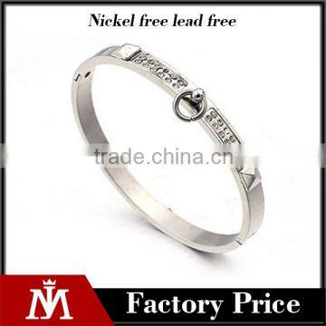 Europe Never Fade Silver Rivet Bracelet Jewelry Stainless Steel Diamond Bangle for women