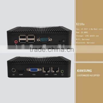 I3 dual LAN MINI PC 3217u 2G DDR3 Ram 128G SSD Ubuntu WIN10 office computer rs232 port