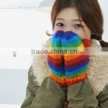 Colourful rainbow winter glove