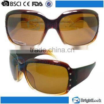 Brown frame with big temple rhinestone good price plastic sunglasses