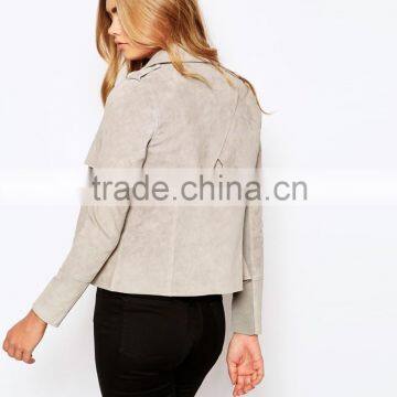 girls fashion style suede jacket beige suede jacket casual style suede jacket