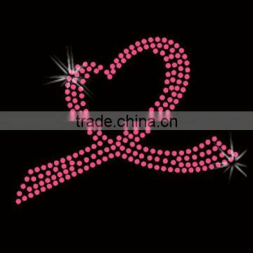 Beautiful rhinestone iron on transfer awareness ribbon for t-shirt