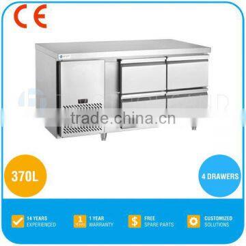 2017 Hot Under Counter Refrigerator Freezer, 370L, kitchen table, With Drawers, TT-D1500ARD4K