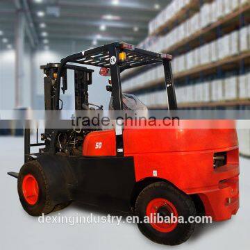 China New Diesel forklift 5000 kgs, Dual Front Solid Tires/Duplex/ Triplex Mast/Side shift/ Fork positioner