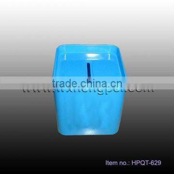 tin square money box - blue